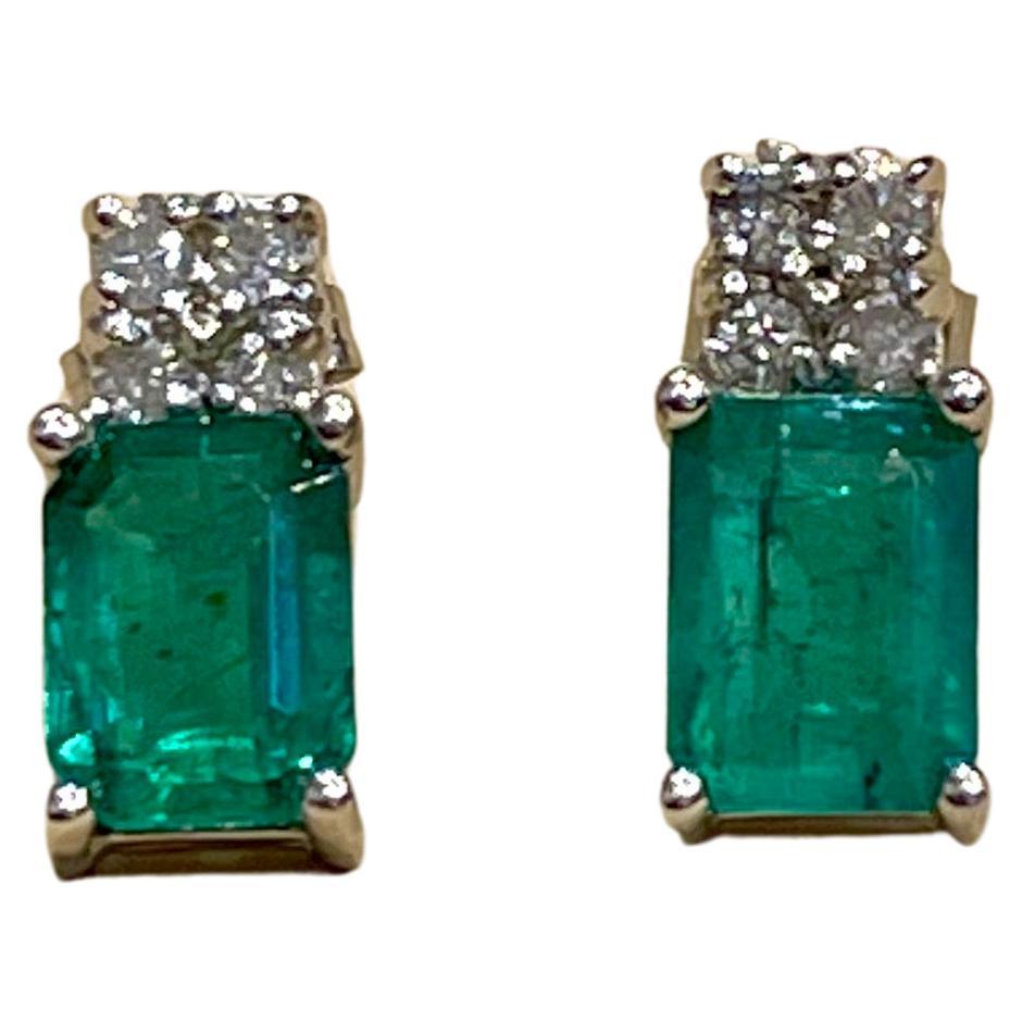 2.5 Carat Emerald Cut Emerald & 0.50 Ct Diamond Stud Earrings 14 Kt White Gold
This exquisite pair of earrings are beautifully crafted with 14 karat White gold .
Weight of 14 K gold 3.6 Grams with emeralds
Origin Zambian
Natural Stone
Each emerald