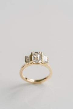 2.5 Carat Emerald-cut Statement 14K Modern Nobility Signature Diamond Ring