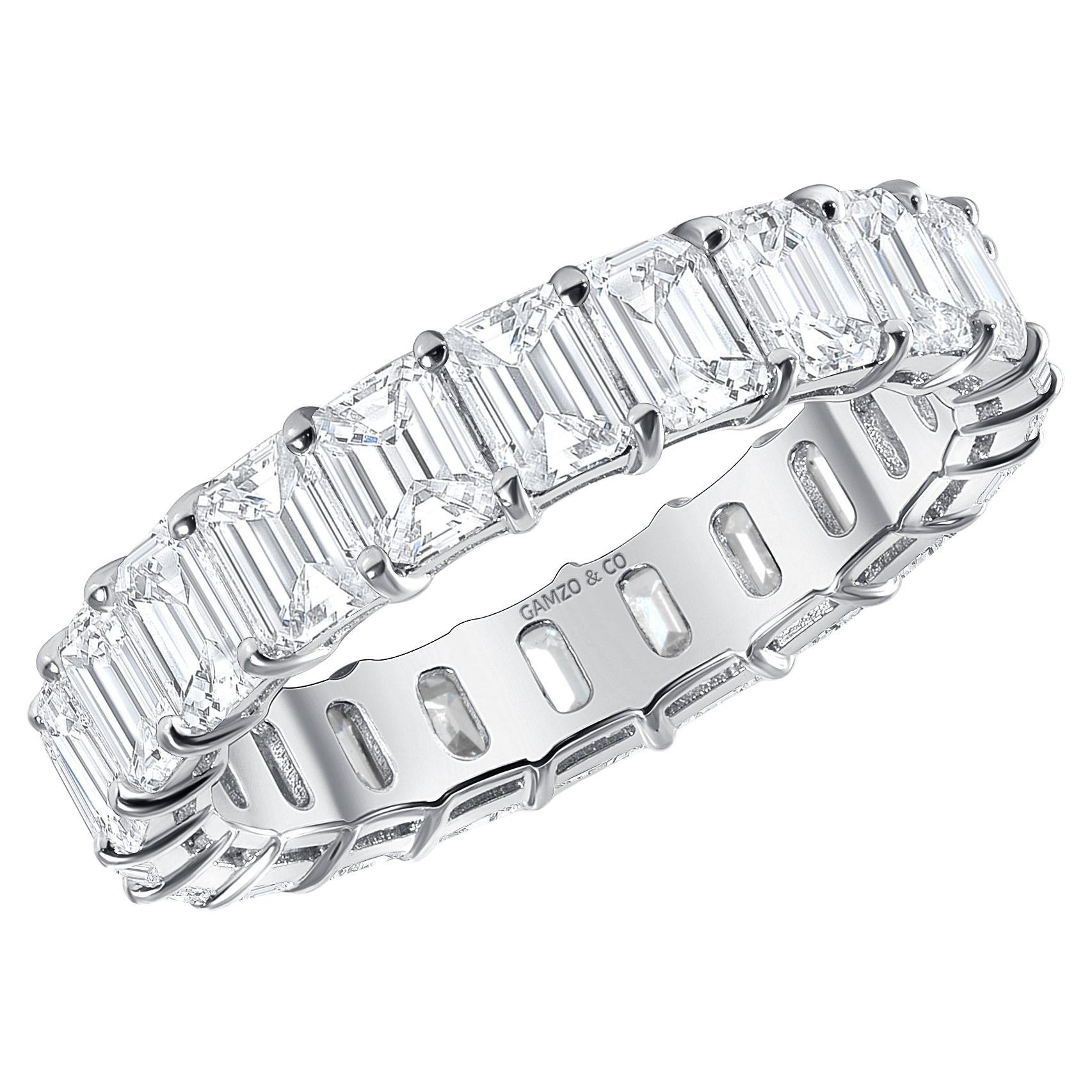 2.5 Carat Emerald Eternity Band Basket Setting 18K White Gold - Natural Diamonds