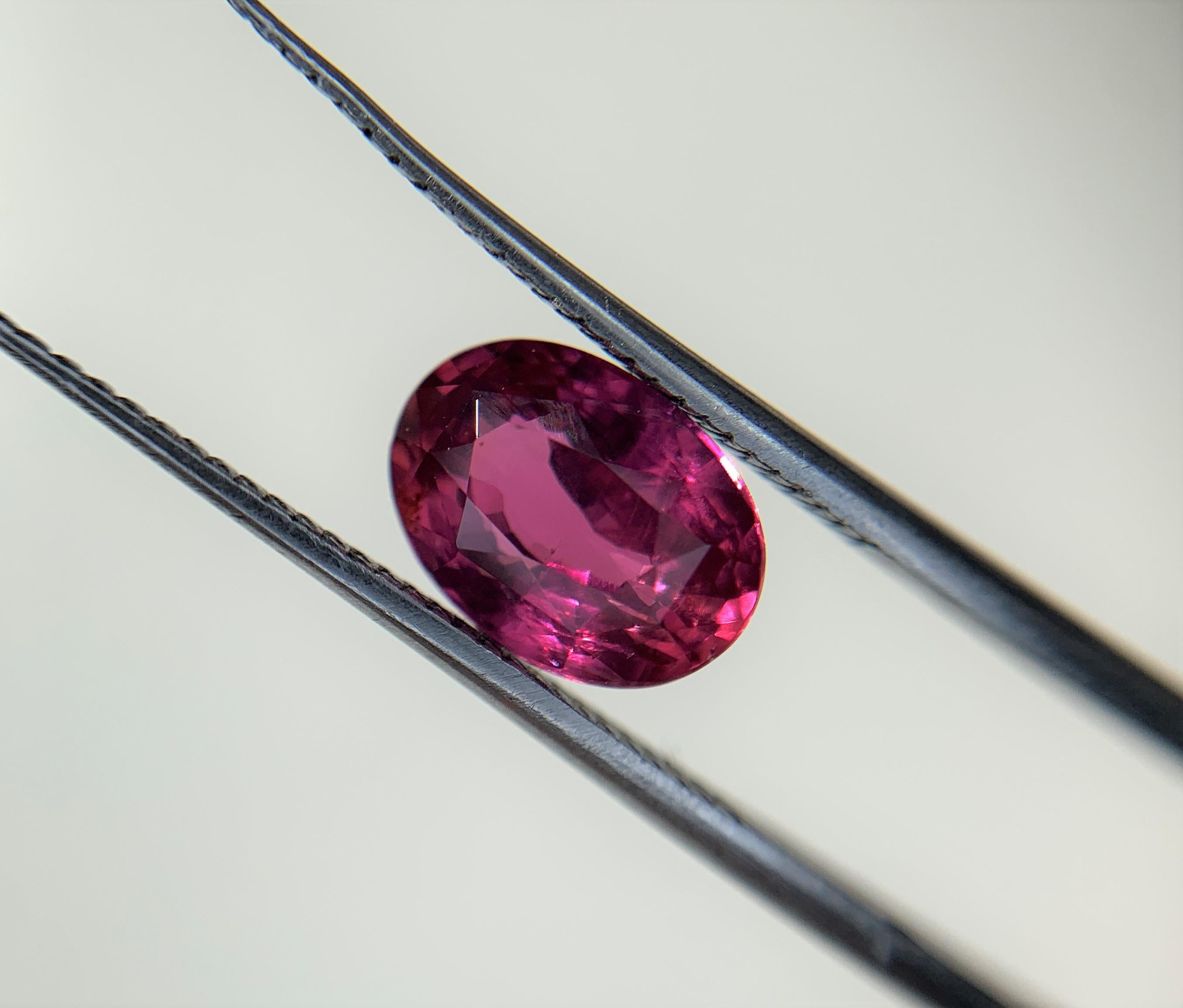This custom, bezel-set pendant necklace features a gorgeous Emteem Certified 2.5 Carat Oval Cut Red Ruby measuring 8.98 x 6.51 x 4.83 mm and can be made in 18K Rose Gold, 18K Yellow Gold or 18K White Gold.
The beautiful red ruby is one of the most