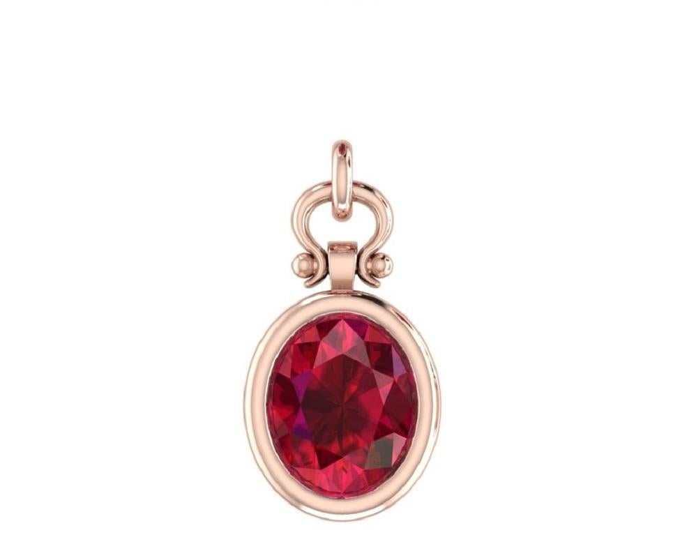 2.5 Carat Emteem Certifiied Oval Cut Ruby Pendant Necklace in 18K In New Condition For Sale In Chicago, IL