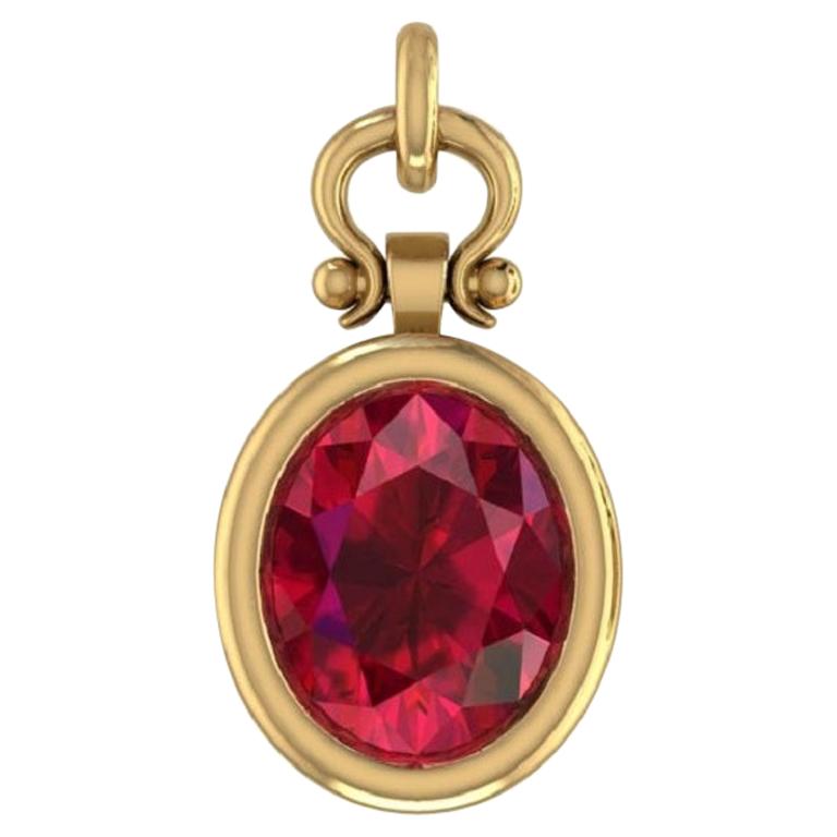 Collier pendentif en rubis ovale certifié Emteem de 2,5 carats en 18K en vente