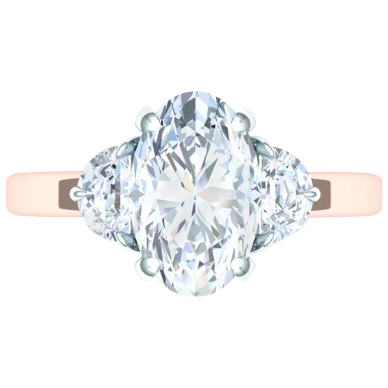 2.5 Carat GIA Certified Oval Diamond HSI2 ThreeStone Engagement Ring