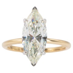 2.5 Carat GIA Marquise Cut Diamond in 14k Yellow Gold Solitaire Ring