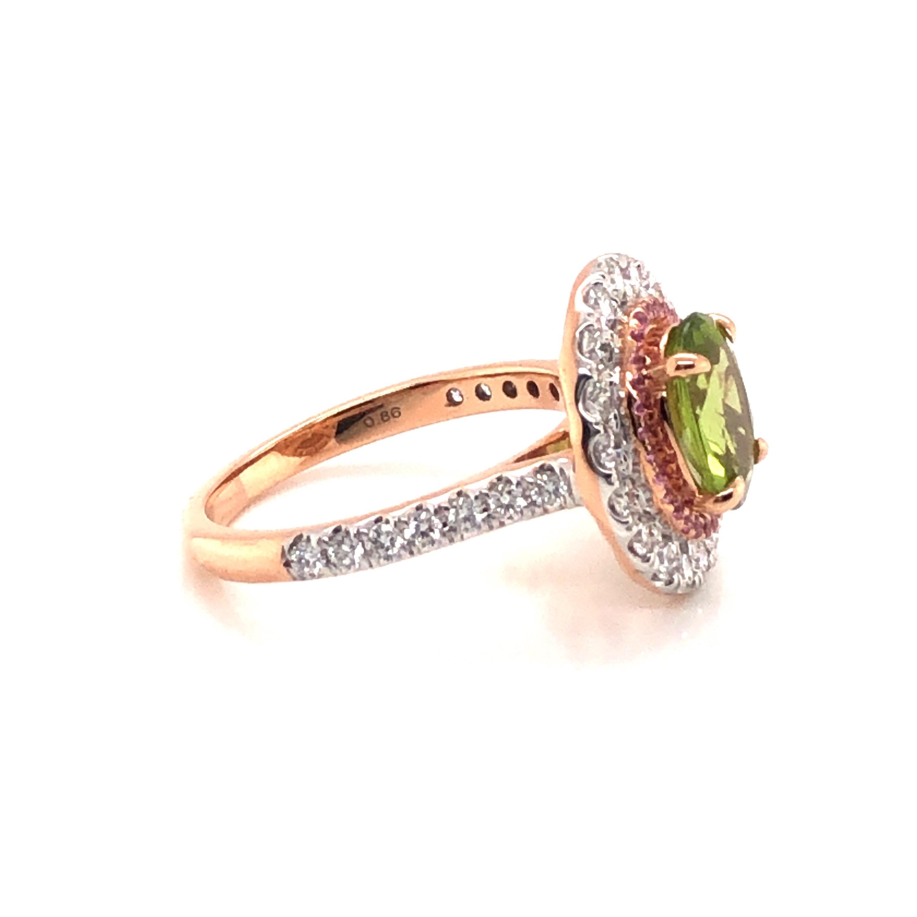 sapphire and peridot engagement ring