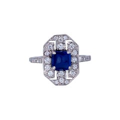 Vintage Art Deco, 2.50 CTW Shield Sapphire & Diamond Ring