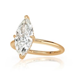 Anello con diamante Marquise da 2,5 carati, Brilliante in oro bianco 14K Eleganza senza sforzo