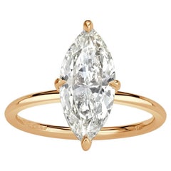 Anello con diamante Marquise da 2,5 carati, Brilliante in oro bianco 14K Eleganza senza sforzo