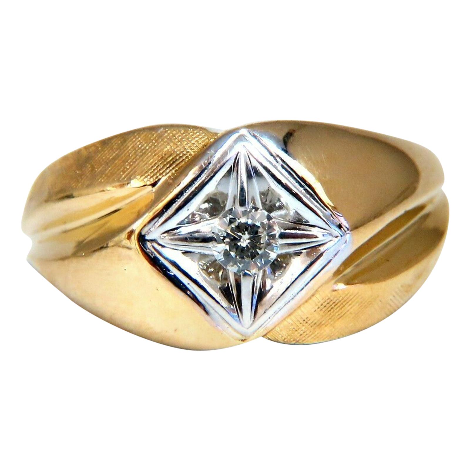 .25 Carat Men's Domed Masculine Graver and Shine Diamond Ring 14 Karat