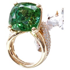25 carat mintgreen Kunar Tourmaline Brilliant Ring Afghanistan 73" DeGEM Report