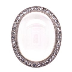 25 Carat Moonstone Diamond Platinum Cocktail Ring Fine Estate Jewelry