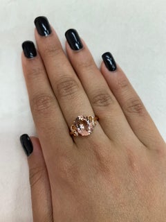 Sunita Nahata Morganite 2.50ct. Fancy Ring in 18K Rose Gold with Diamond.