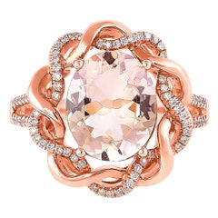 Bague en or rose 18 carats avec Morganite de 2,5 carats et diamants