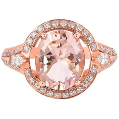 2,5 Karat Morganit und Diamantring aus 18 Karat Roségold