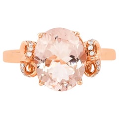 2.5 Carat Morganite and Diamond Ring in 18 Karat Rose Gold