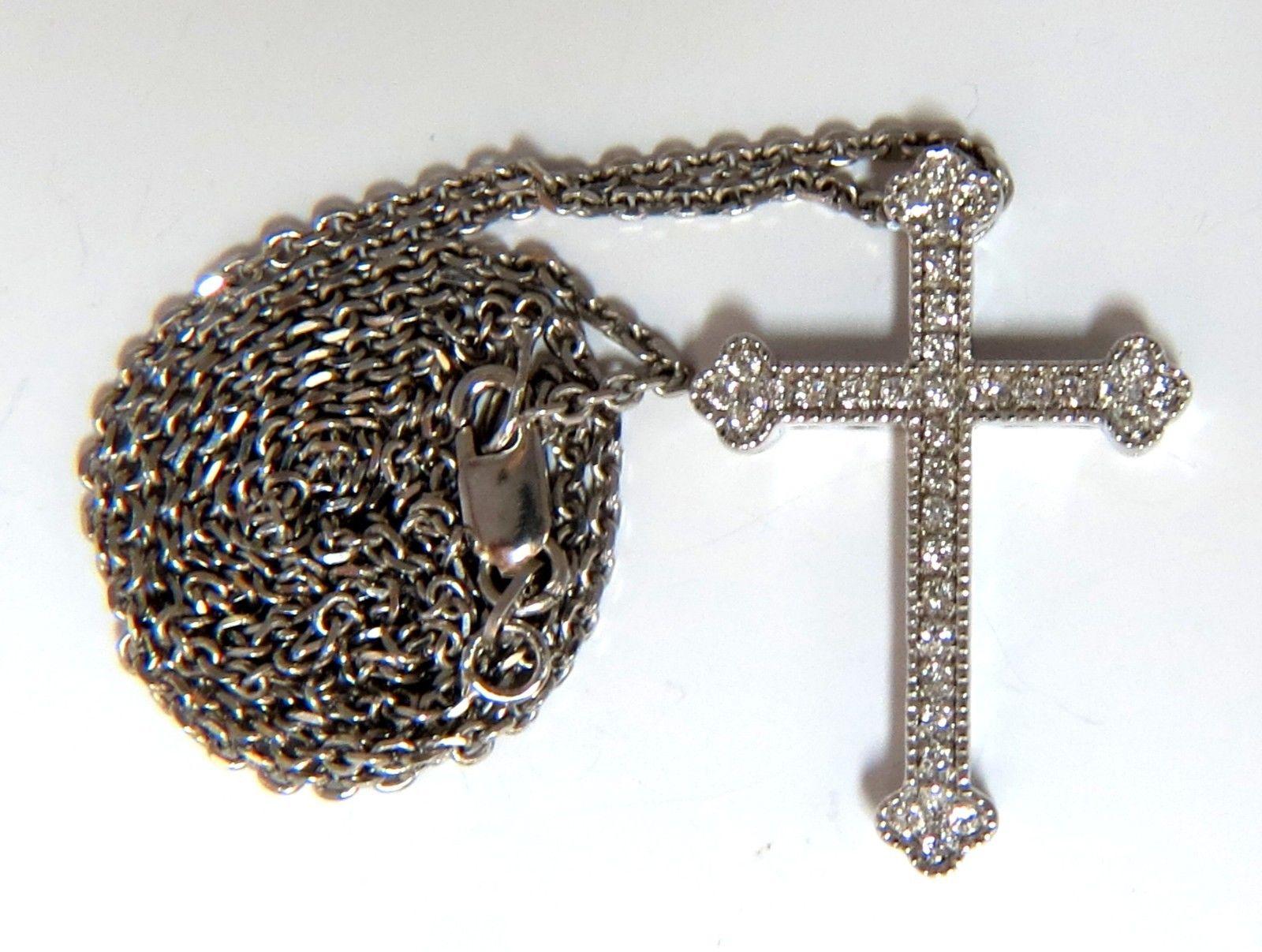 .25 Carat Natural Diamonds Cathedral Cross Pendant and Chain g/vs 14 Karat In New Condition In New York, NY