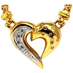 Collier en forme de cœur en or jaune 14 carats avec diamants naturels de 0,25 carat