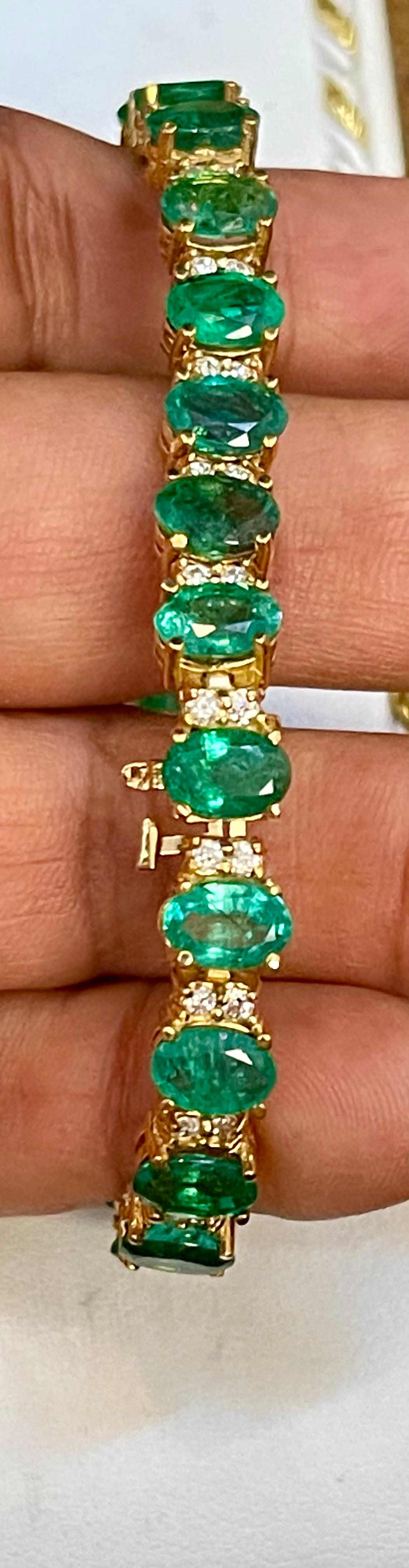 Bracciale Tennis con smeraldo naturale da 25 carati e diamante da 1,8 carati in oro giallo 14 Kt in vendita 6