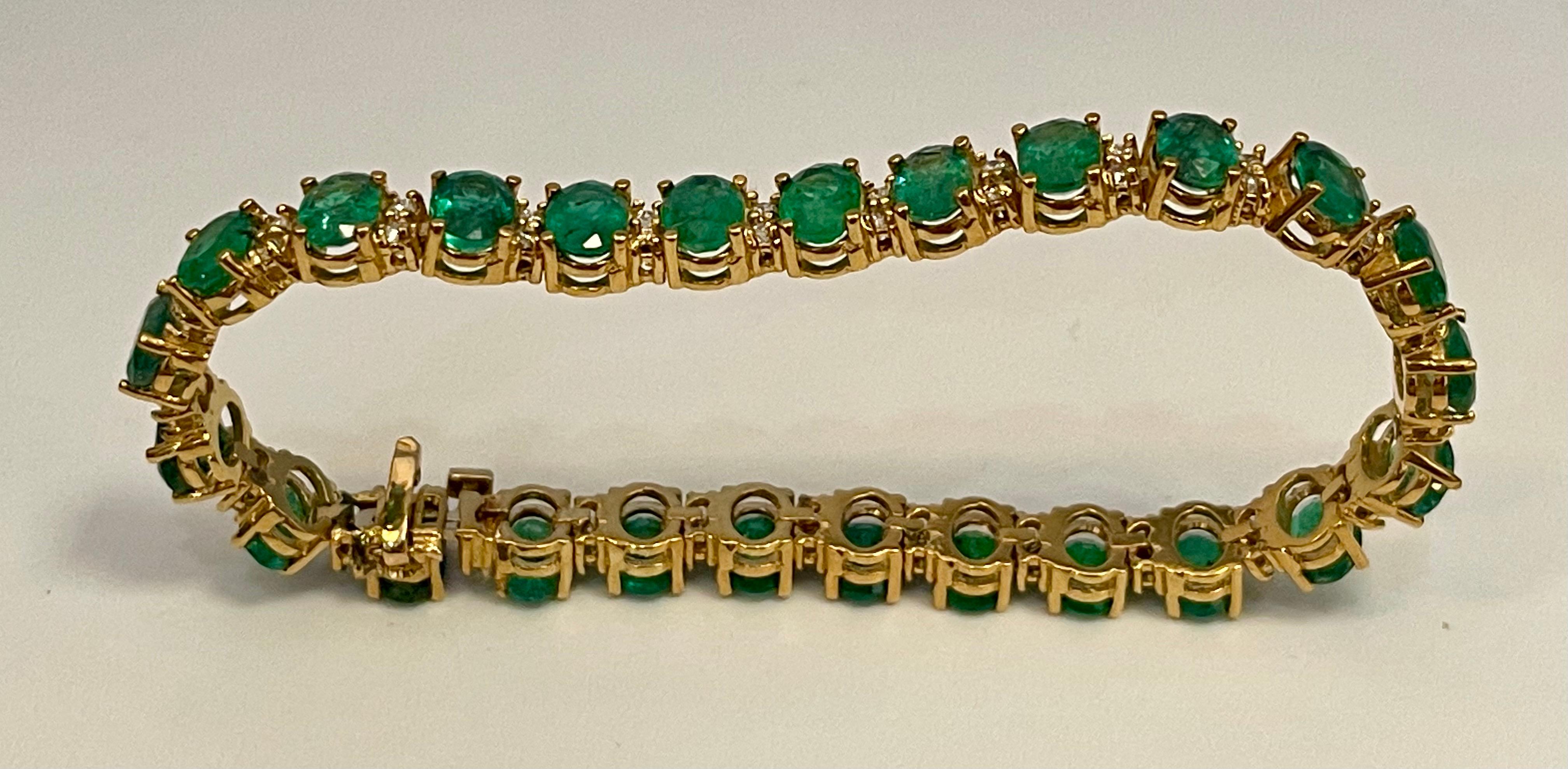 Bracciale Tennis con smeraldo naturale da 25 carati e diamante da 1,8 carati in oro giallo 14 Kt in vendita 2