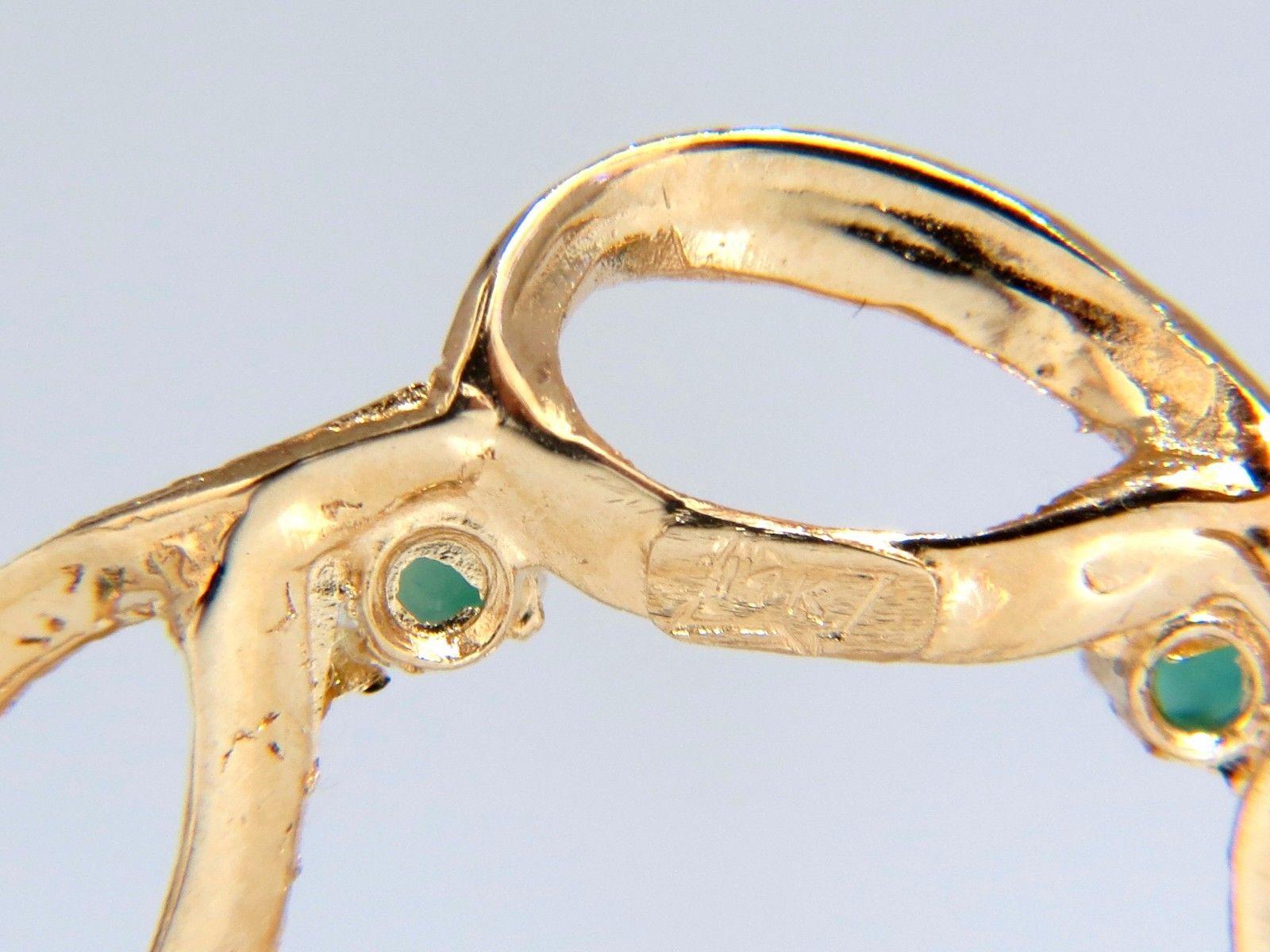 Round Cut .25 Carat Natural Emerald Circular Brooch Pin 14 Karat