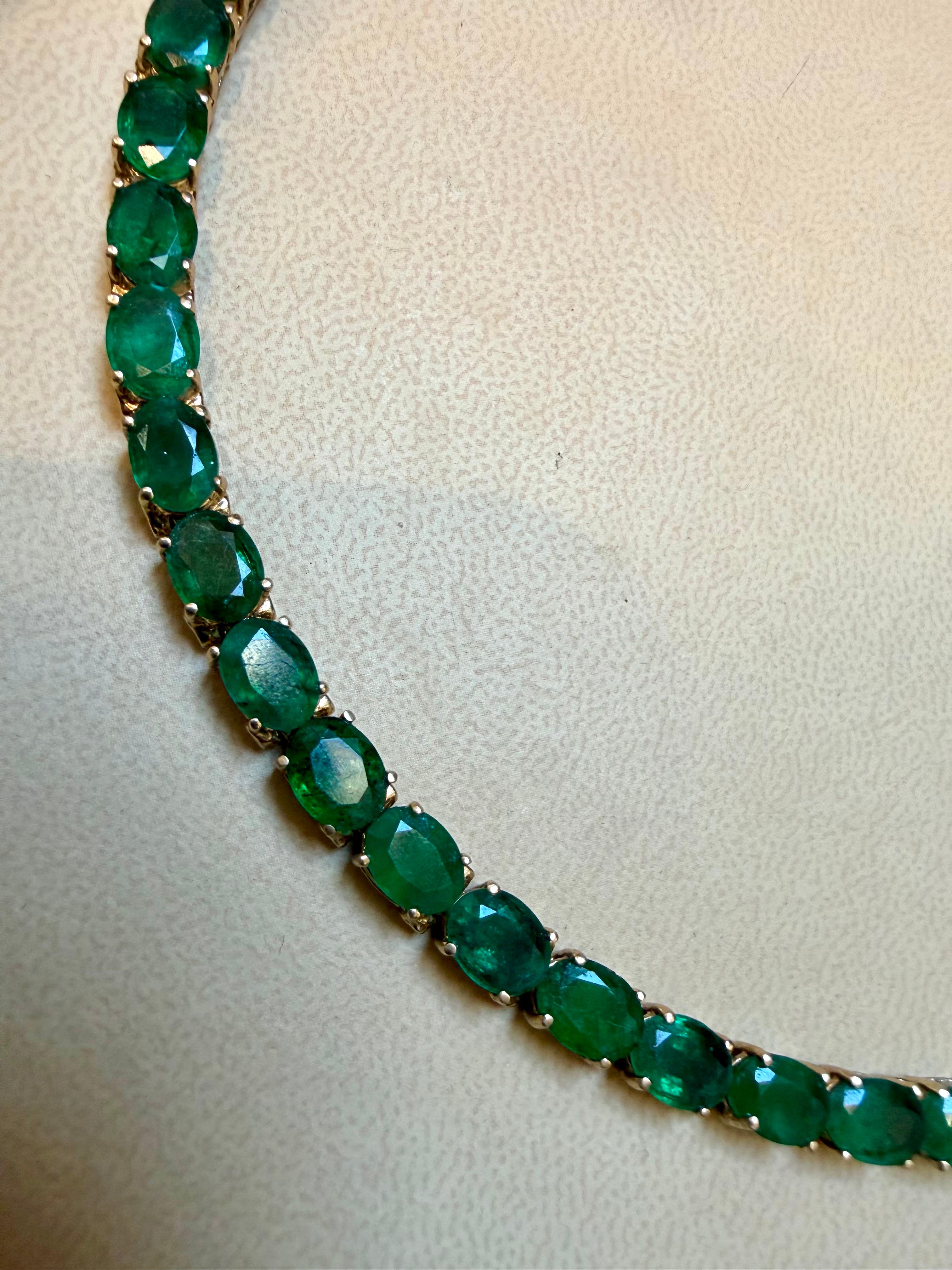 Pulsera de tenis de cóctel con esmeralda natural de 25 quilates Oro blanco de 14 quilates 7