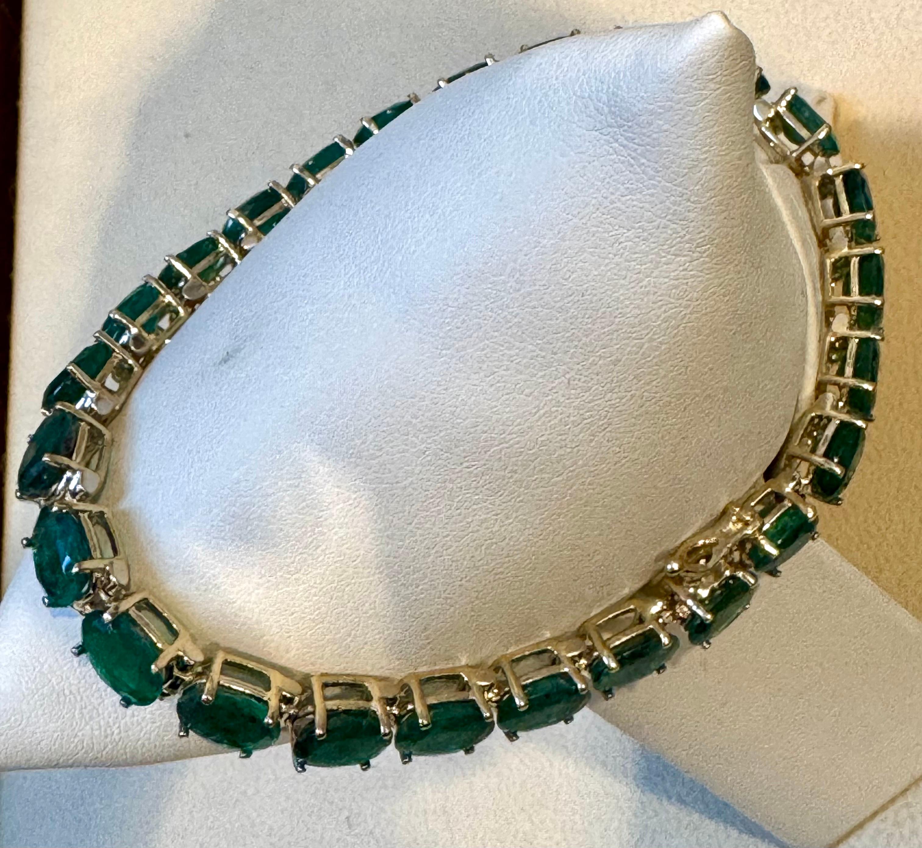 Esmeralda natural de 25 quilates Pulsera de tenis de cóctel Oro amarillo de 14 quilates 8