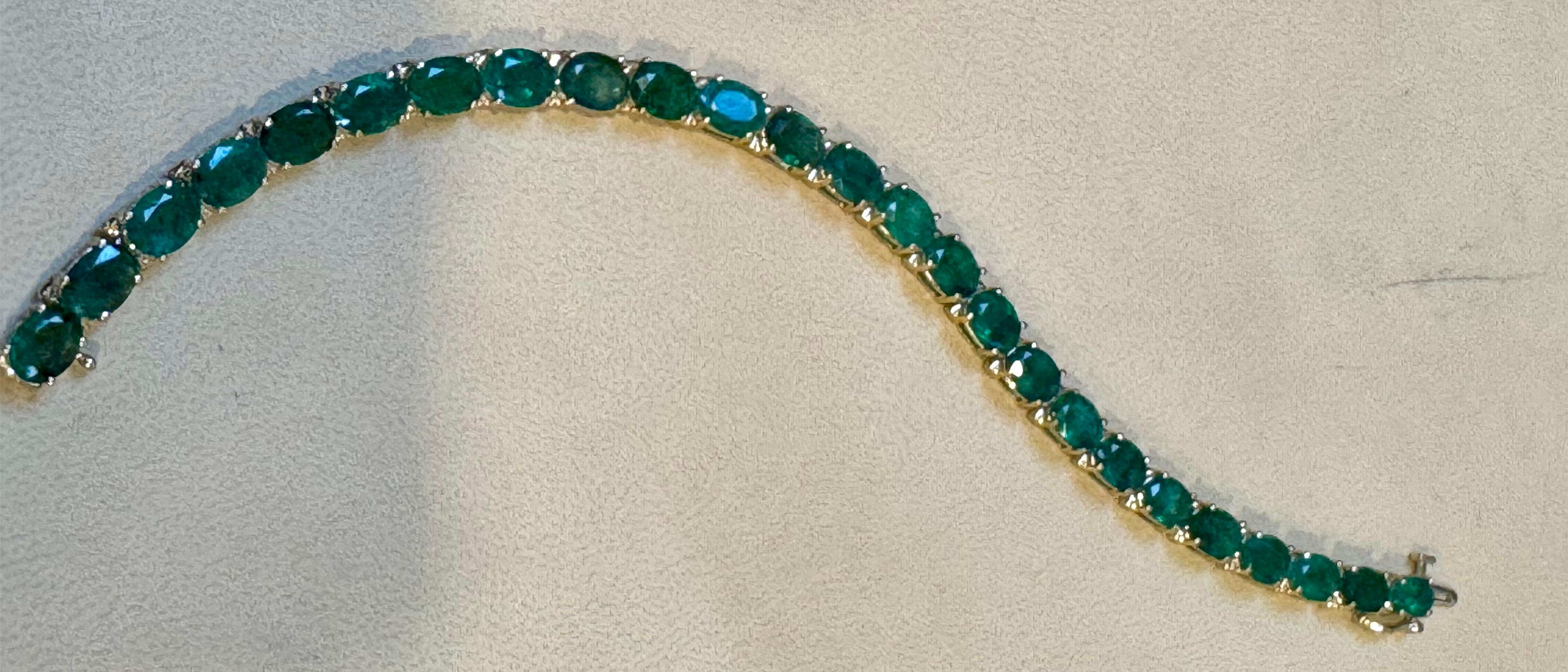 Esmeralda natural de 25 quilates Pulsera de tenis de cóctel Oro amarillo de 14 quilates 8