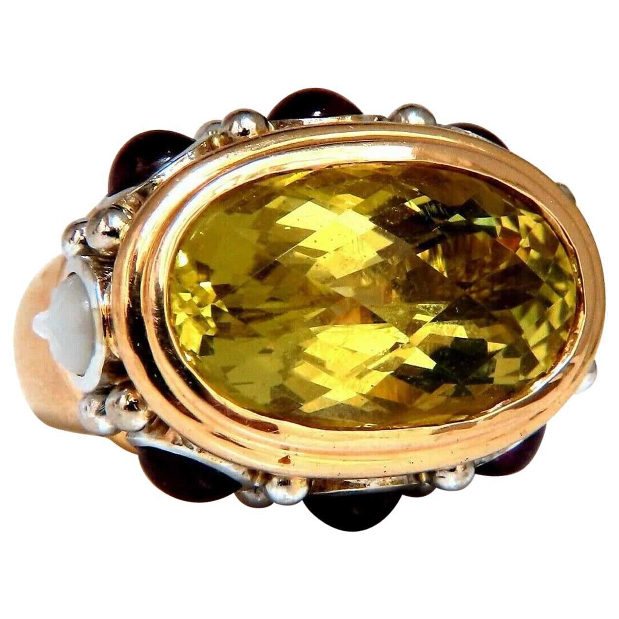 25 Karat natürlicher Zitronenquarz Vintage Ring 19 Karat Vintage Nahen Osten 52 Gramm