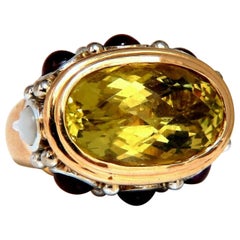 Anillo vintage de cuarzo limón natural de 25 quilates 19 quilates vintage Oriente Medio 52 gramos