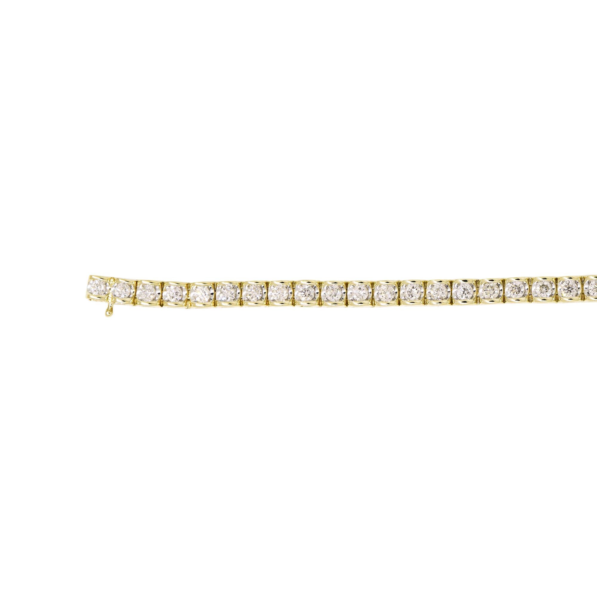 14k Yellow Gold 2.50ctw Natural Round Brilliant Cut Diamond Tennis Bracelet

Product: Yellow gold natural diamond bracelet
Material: 14k Yellow Gold
Diamond Details: There are approximately 2.50 carats of round brilliant-cut diamonds
Diamond