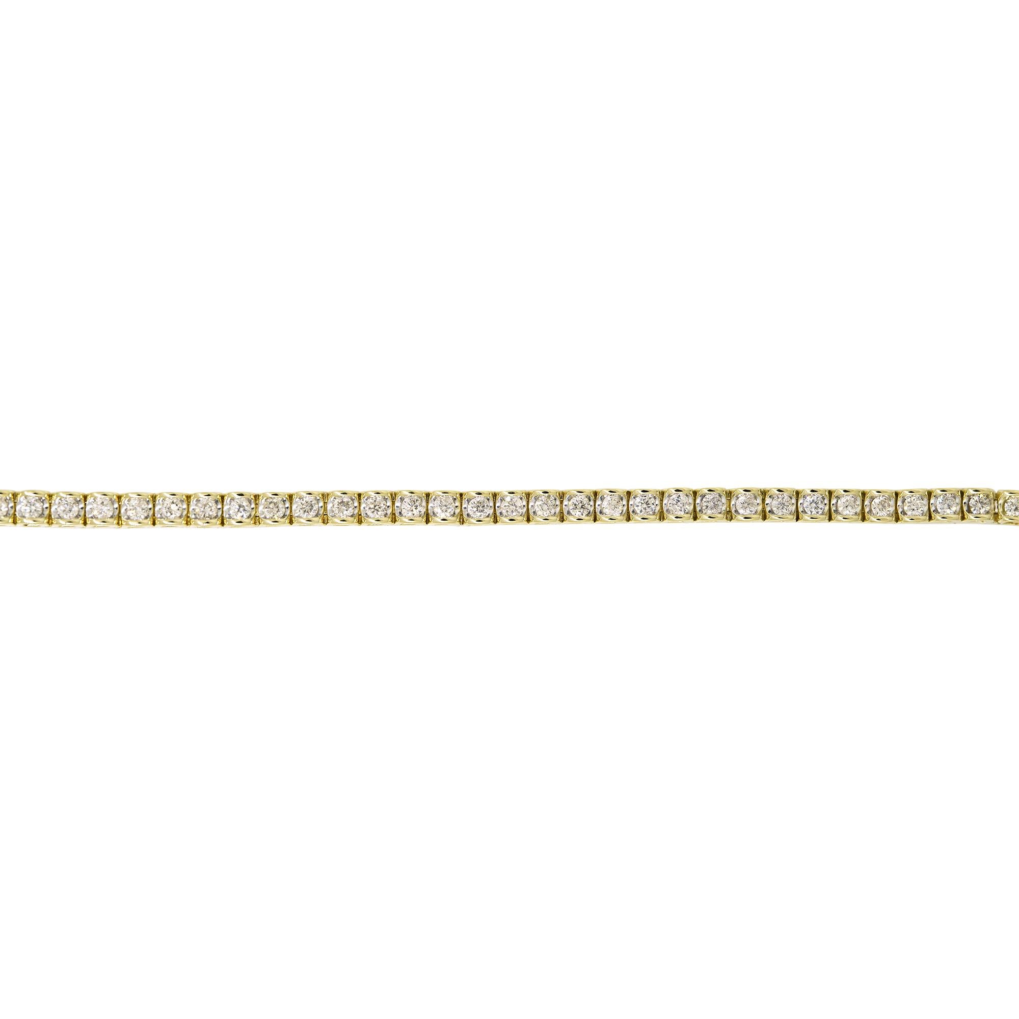 Modern 2.5 Carat Natural Round Brilliant Cut Diamond Tennis Bracelet 14 Karat In Stock