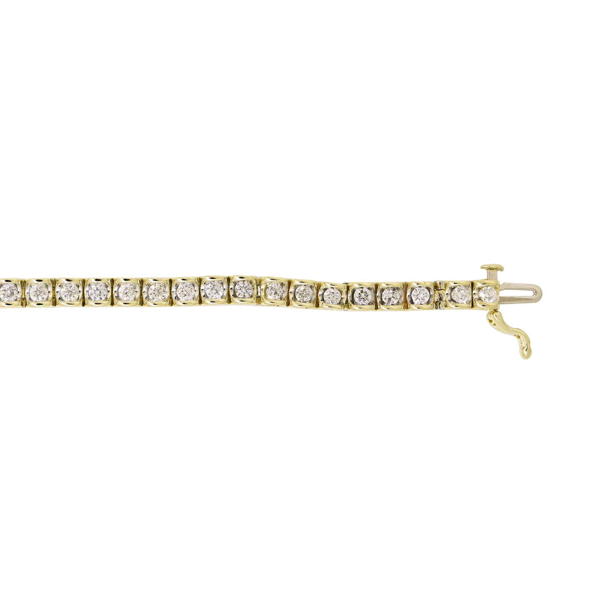 Round Cut 2.5 Carat Natural Round Brilliant Cut Diamond Tennis Bracelet 14 Karat In Stock
