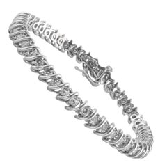2.5 Carat Natural Round Diamond Tennis Bracelet 14 Karat White Gold