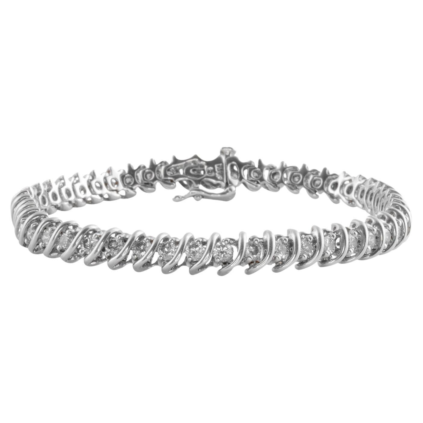 Bracelet tennis en or blanc 14 carats avec diamants ronds naturels de 2,5 carats