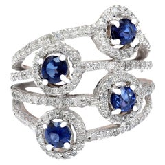 2.5 Carat Natural Sapphire 18 Karat Solid White Gold Diamond Ring