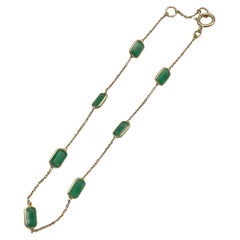 Pulsera apilable de oro amarillo de 18 quilates con cadena de esmeraldas de corte octogonal de 2,5 quilates