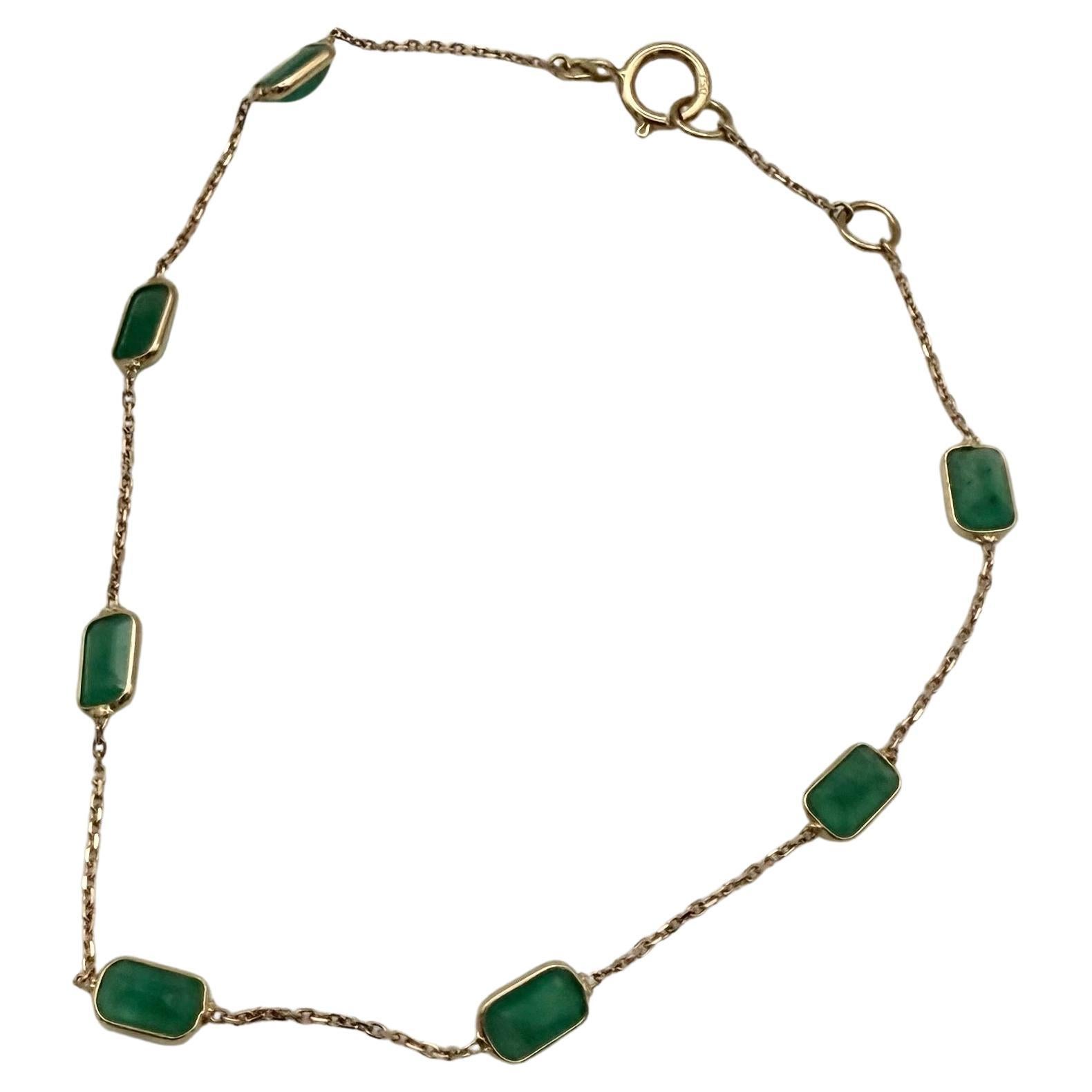Pulsera apilable de oro amarillo de 18 quilates con cadena de esmeraldas de corte octogonal de 2,5 quilates en venta 3