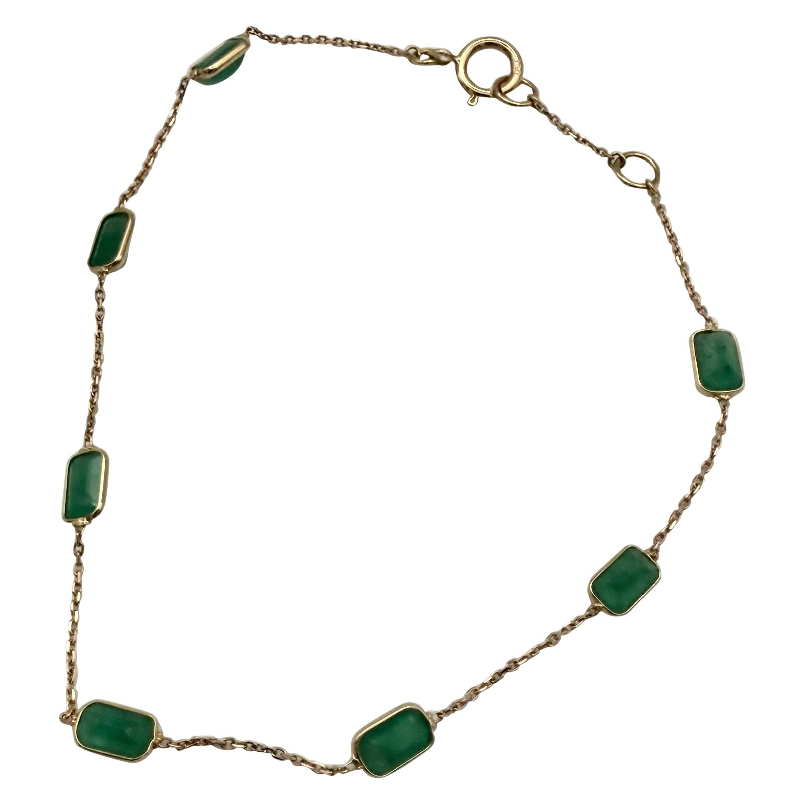 2.5 Carat Octagon Cut Emerald Station Chain Stackable Bracelet en or jaune 18K