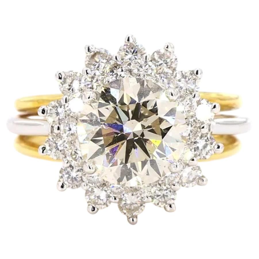 2.5 Carat Old European Cut Diamond Gold Ring