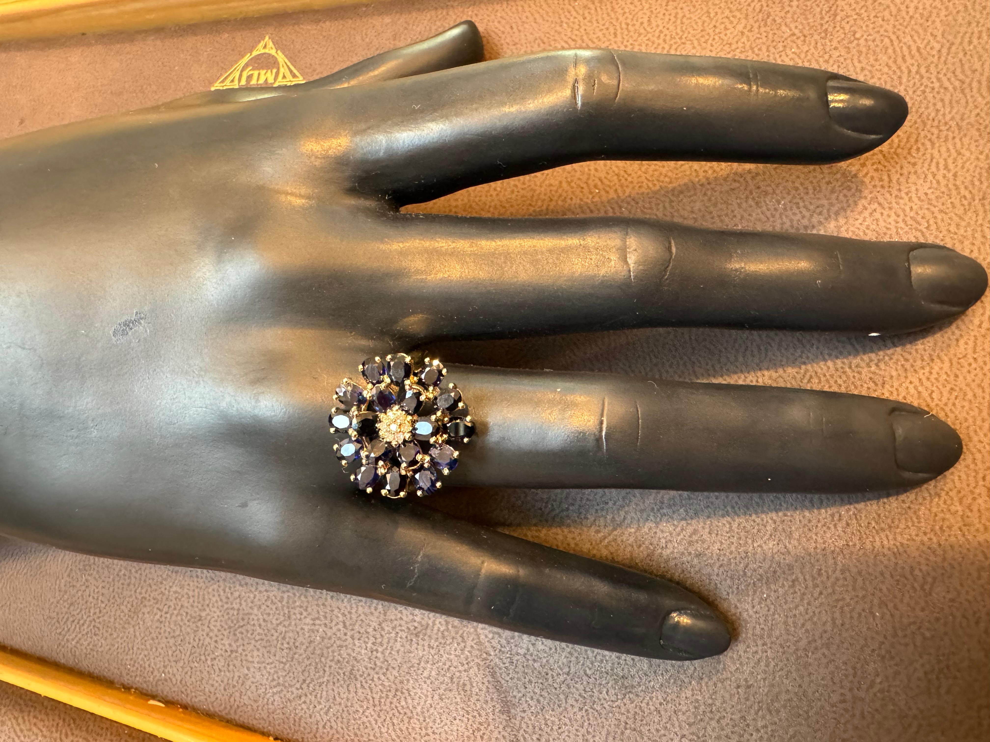2,5 Karat ovaler blauer Saphir und Diamant-Cocktailring aus 14 Karat Gold Nachlass im Angebot 5