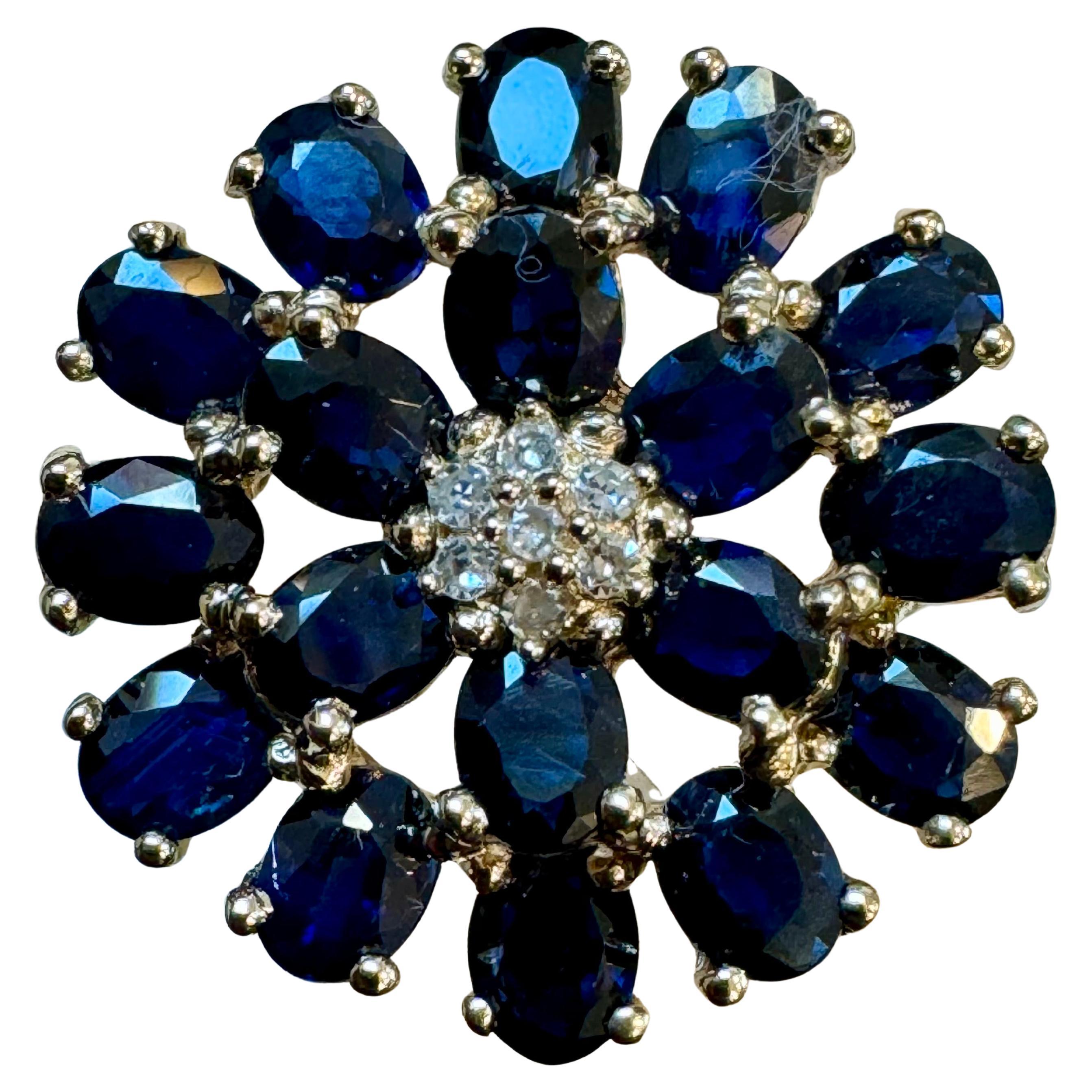 2.5 Carat Oval Blue Sapphire and Diamond Cocktail Ring in 14 Karat Gold Estate