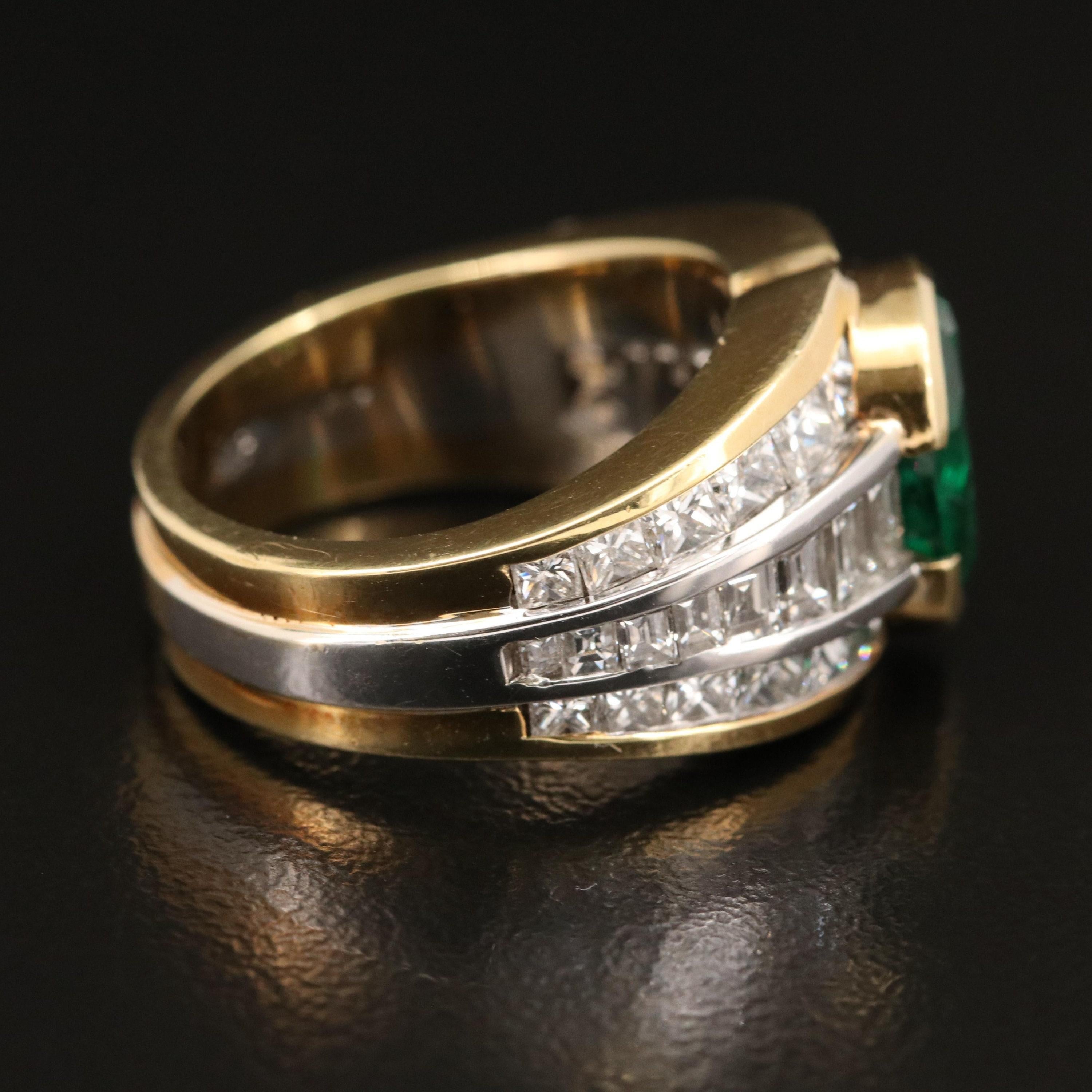 For Sale:  2.5 Carat Oval Cut Emerald Engagement Ring, Natural Emerald Diamond Wedding Band 3
