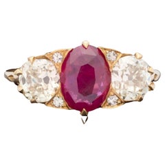 2.5 Carat Oval Cut Ruby Diamond Engagement Ring, Art Deco Ruby Wedding Ring