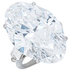 25 Carat Oval Statement Type IIa Brilliant White / D color FL/IF 14K White Gold