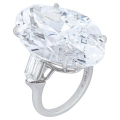 25 Carat Oval Statement Type IIa Brilliant White / D color FL/IF 14K White Gold