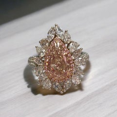 2.5 Carat Pear Statement Fancy brown pink  Royal Radiance Heirloom  Diamond Ring
