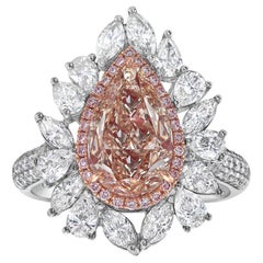 2.5 Carat Pear Statement Fancy brown pink  Royal Radiance Heirloom  Diamond Ring