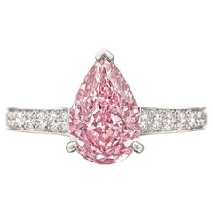 2.5 Carat Pear Statement Fancy pink  Diamond Ring  A Crown-Worthy Fancy Rarity