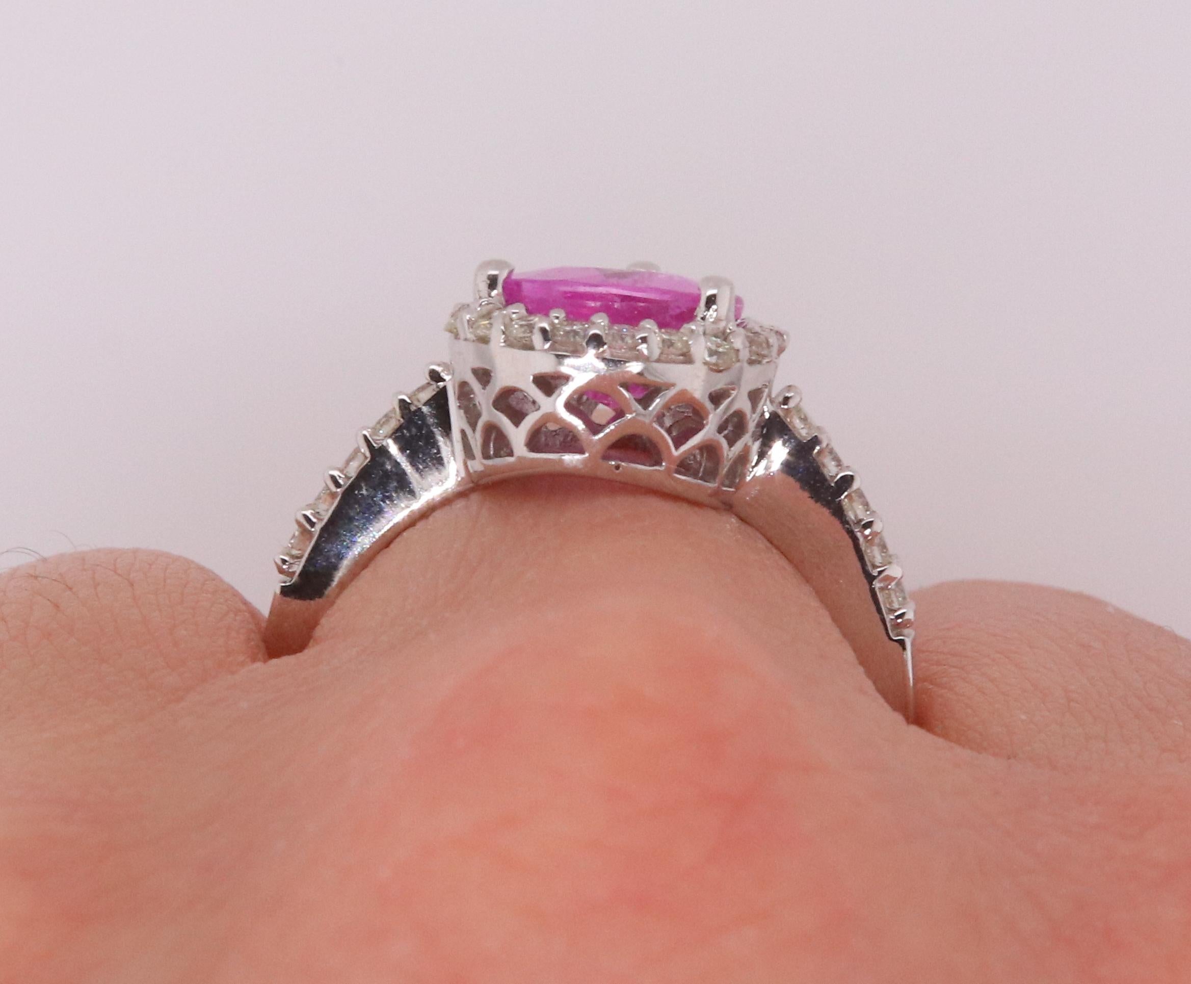 Contemporary 2.5 Carat Pink Sapphire and Diamond Ring