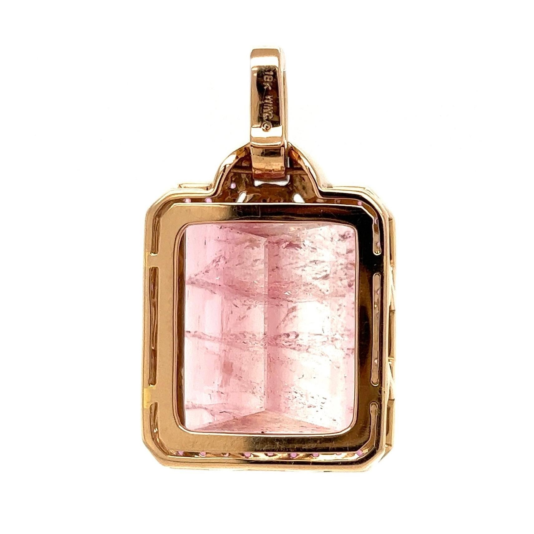 Modern 25 Carat Pink Tourmaline and Sapphire Robert Wander Designer Gold Necklace